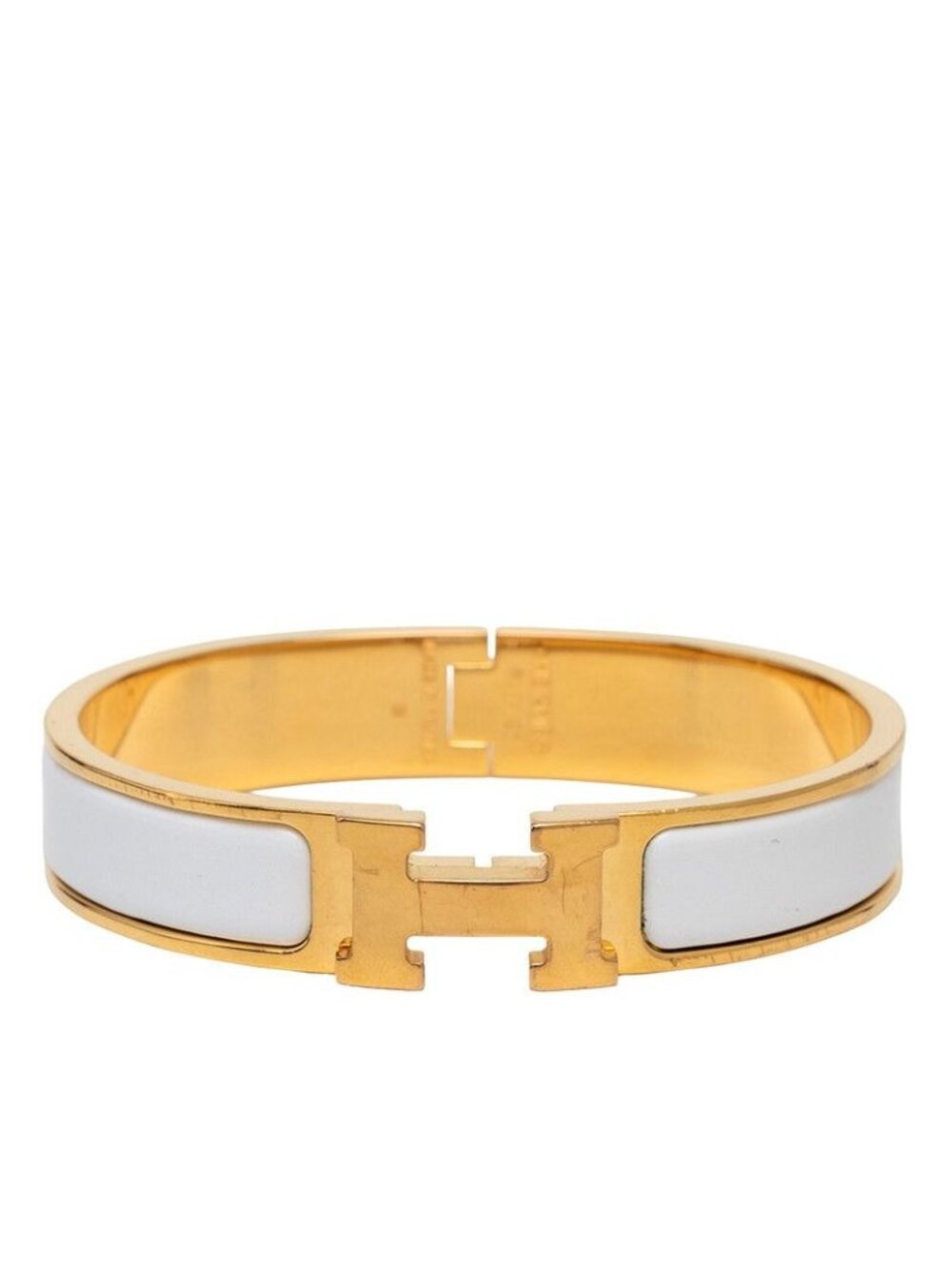Hermes Click PM Bracelet Bangle Gold White Plated